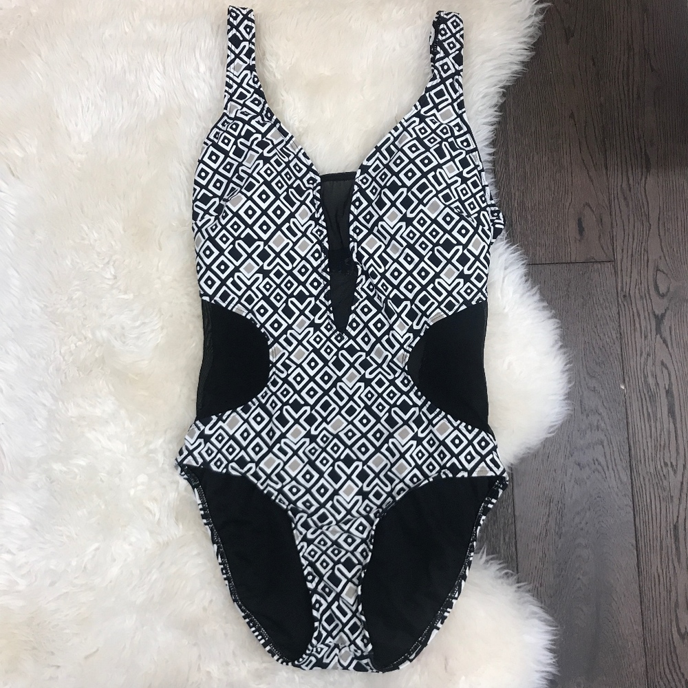 Athena One Piece Swimsuit Black and Tan
